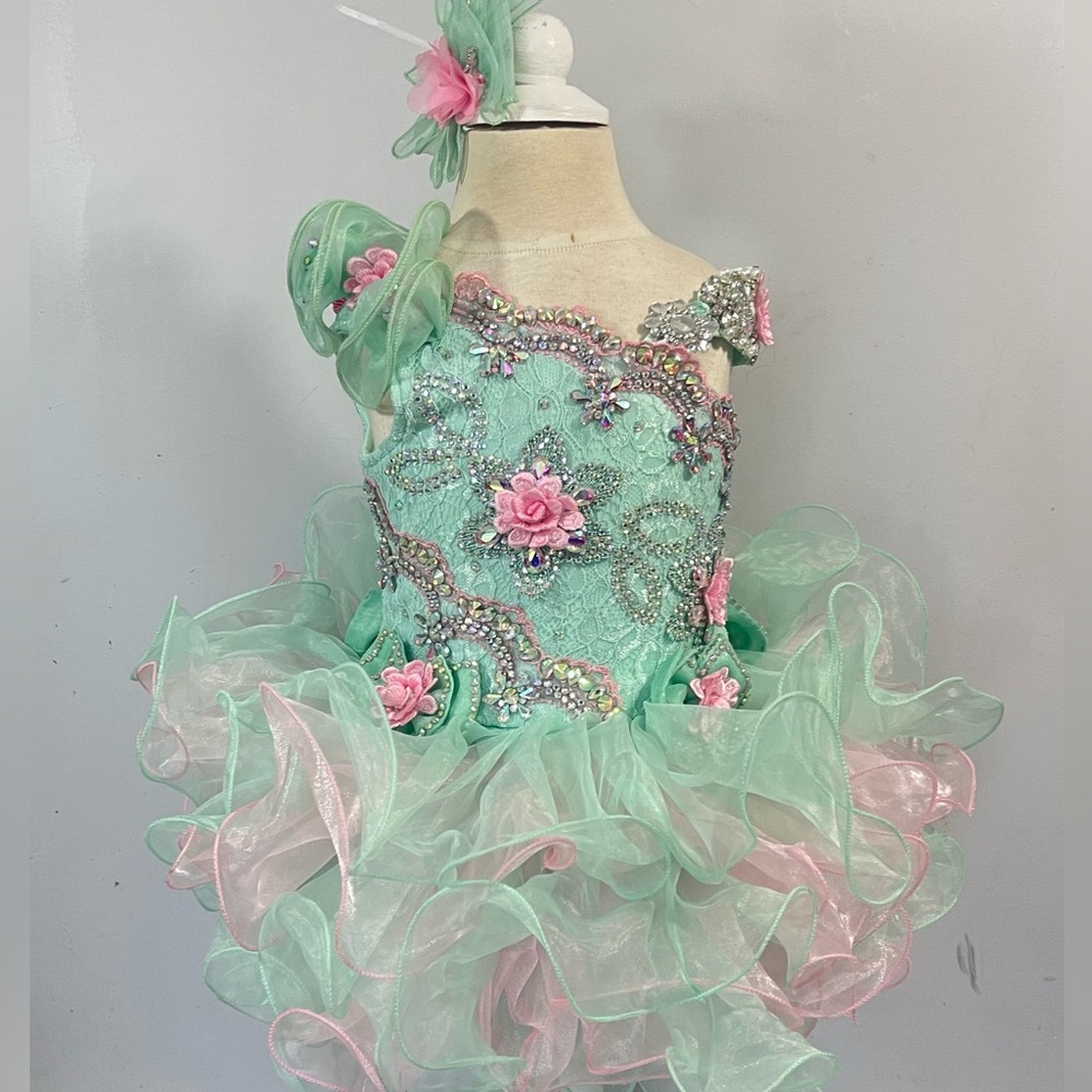 Charming Mint and Pink Kids Formal Dress
